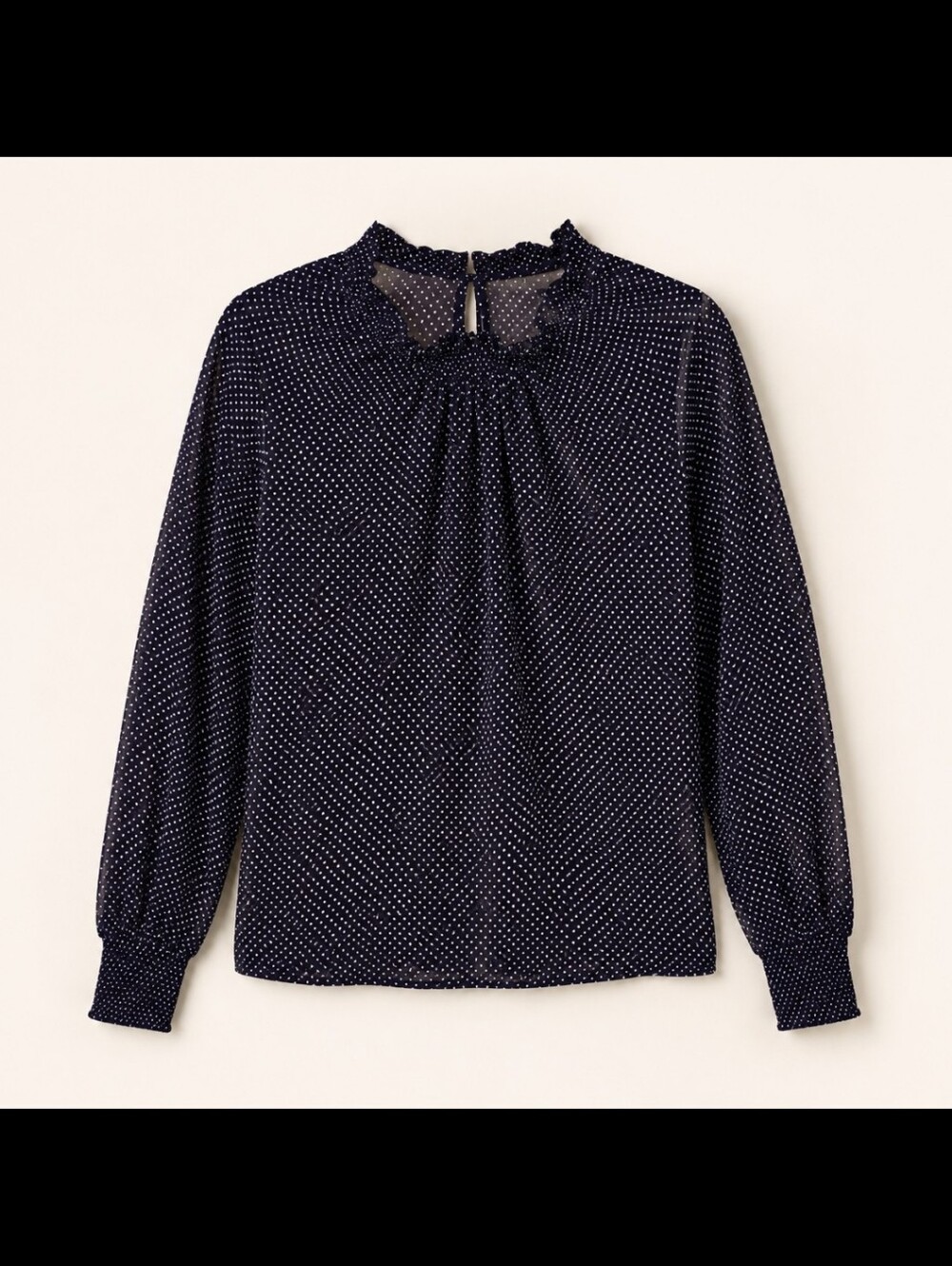 Adrianna Papell Polka Dot Ruffle-Neck Blouse Medium Coquette Romantic Feminine